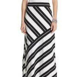 White House Black Market Black &White Diagonal Stripe Maxi Skirt, Size XS